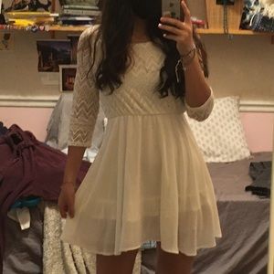 lace white flowy bow dress